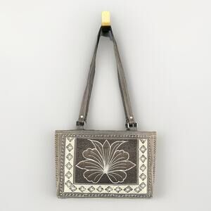 Laga Designs Embroidered Vegan Shoulder Bag Brown/Cream Handmade Ethical